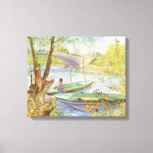 Fishing in Spring Pont de Clichy Vincent van Gogh Canvas Print