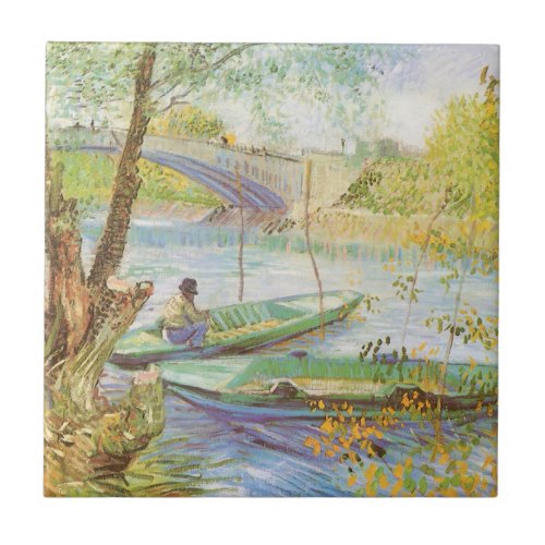 Fishing in Spring Pont de Clichy Vincent van Gogh Ceramic Tile