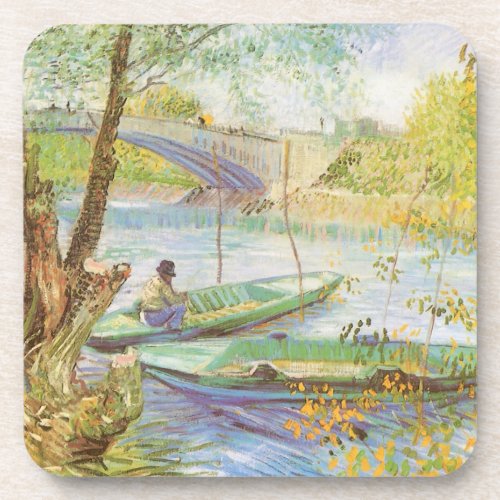Fishing in Spring Pont de Clichy Vincent van Gogh Coaster