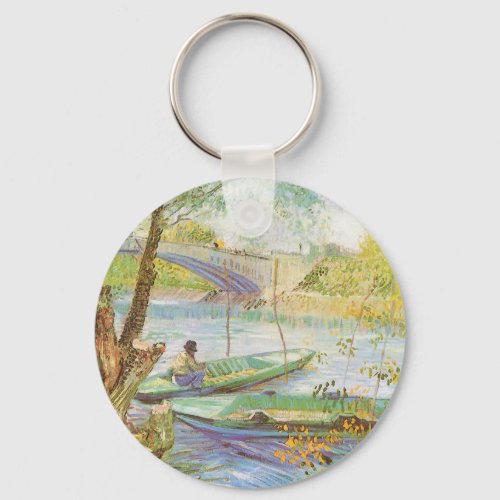 Fishing in Spring Pont de Clichy Vincent van Gogh Keychain
