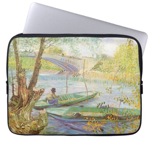 Fishing in Spring Pont de Clichy Vincent van Gogh Laptop Sleeve