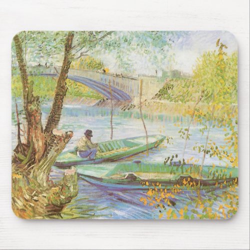 Fishing in Spring Pont de Clichy Vincent van Gogh Mouse Pad