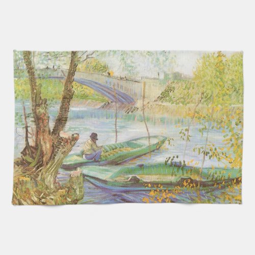 Fishing in Spring Pont de Clichy Vincent van Gogh Towel