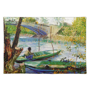 Fishing in Spring, Vincent van Gogh. Beautiful fis Cloth Placemat