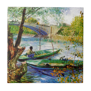 Fishing in Spring, Vincent van Gogh. Beautiful fis Tile