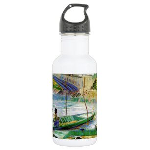 Fishing in Spring, Vincent van Gogh. Beautiful fis Water Bottle