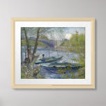 Fishing in Spring | Vincent Van Gogh Framed Art<br><div class="desc">Fishing in Spring, the Pont de Clichy (Asnières) (1887) | Original artwork by Dutch post-impressionist artist Vincent Van Gogh (1853-1890). The painting depicts two fishing boats in the water near a bridge in soft shades of blue and green colors. Use the design tools to add custom text or personalize the...</div>