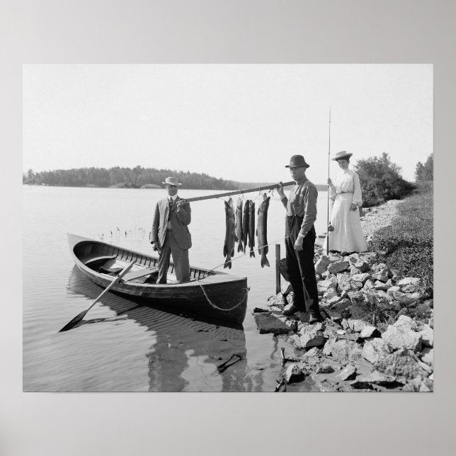 Fishing in the Adirondacks, 1903. Vintage Photo Poster (Front)