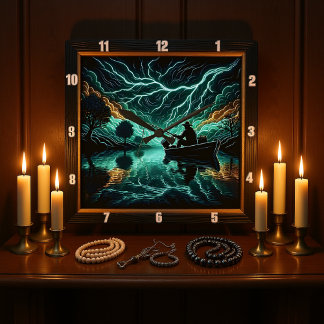 Fishing in the Dark Square Wall Clock