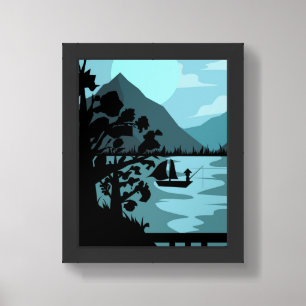 fishing in the lake framed art