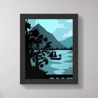 fishing in the lake framed art