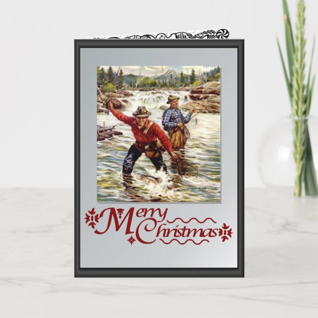 Fishing in the river holiday card (Front)