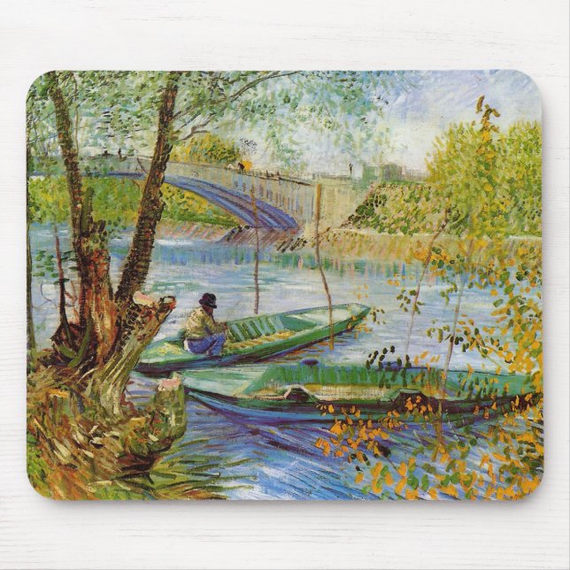 Fishing in the Spring, Vincent van Gogh (F354) Mouse Pad (Front)
