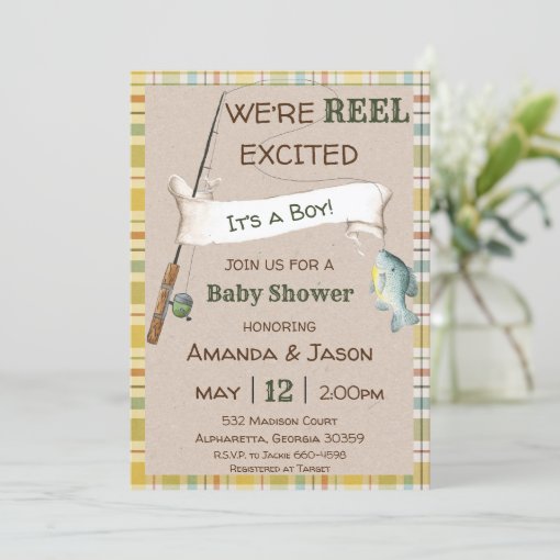 Fishing Invitation Boy Baby Shower Invitation | Zazzle