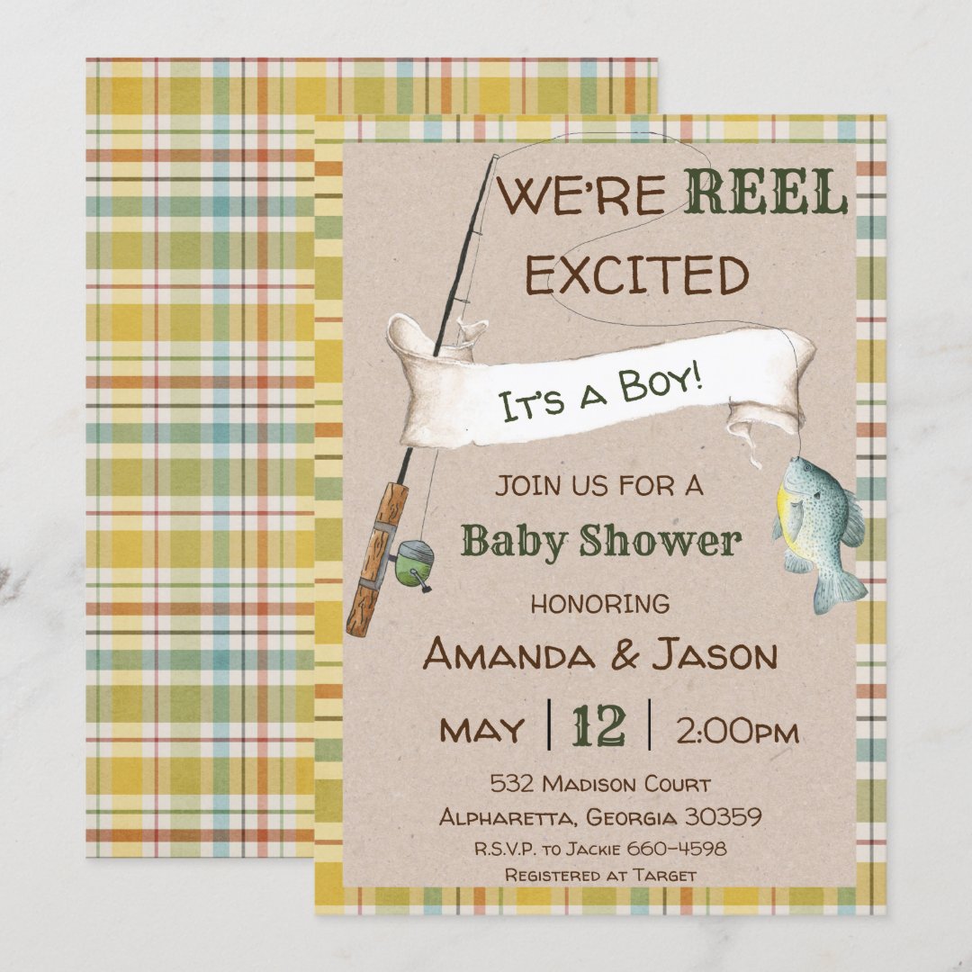 Fishing Invitation Boy Baby Shower Invitation | Zazzle