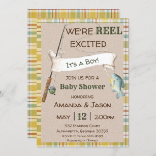 Modern Fishing Themed Baby Shower Invitations