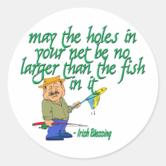 Fishing Irish Blessing Classic Round Sticker (Front)