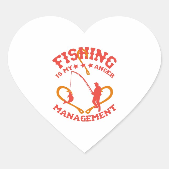 Fishing is my Anger Management Heart Sticker (Front)