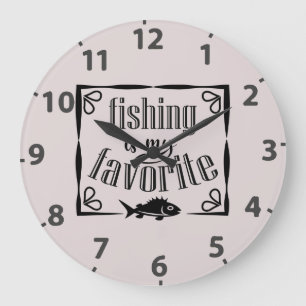 Fishing is my favorite quote  large clock
