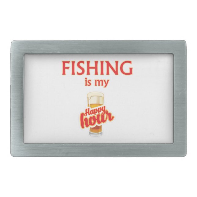 Fishing Is My Happy Hour Belt Buckle (Front)