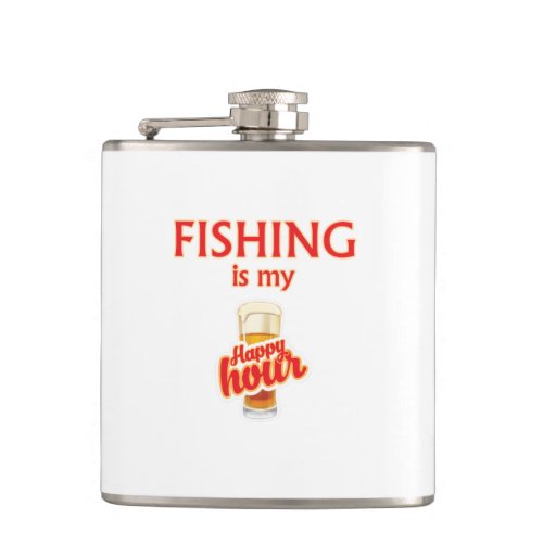 Fishing Is My Happy Hour Flask