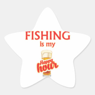 Fishing Is My Happy Hour Star Sticker