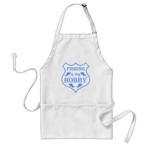 Fishing is my hobby shield quote on crest adult apron