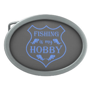 Fishing is my hobby shield quote on crest  belt buckle