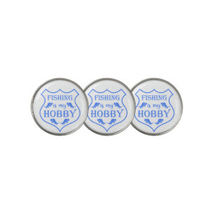 Fishing is my hobby shield quote on crest golf ball marker