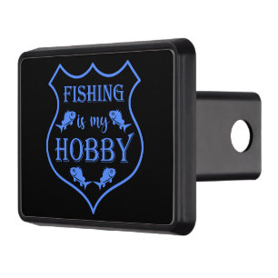 Fishing is my hobby shield quote on crest hitch cover