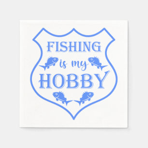 Fishing is my hobby shield quote on crest  napkins