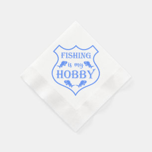 Fishing is my hobby shield quote on crest  napkins