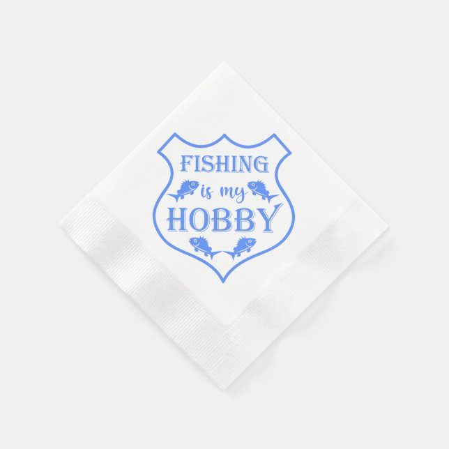 Fishing is my hobby shield quote on crest  napkins (Corner)