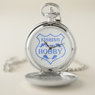 Fishing is my hobby shield quote on crest pocket watch