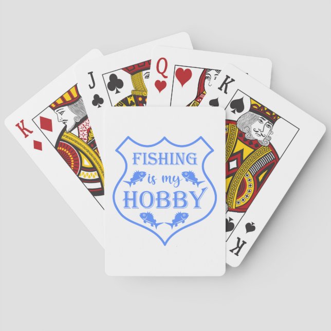 Fishing is my hobby shield quote on crest  poker cards (Back)