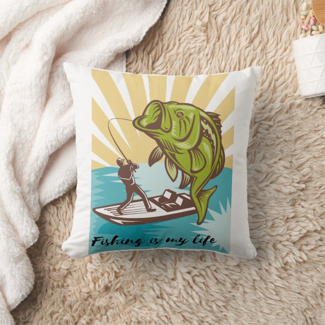 fishing is my life throw pillow (Blanket)