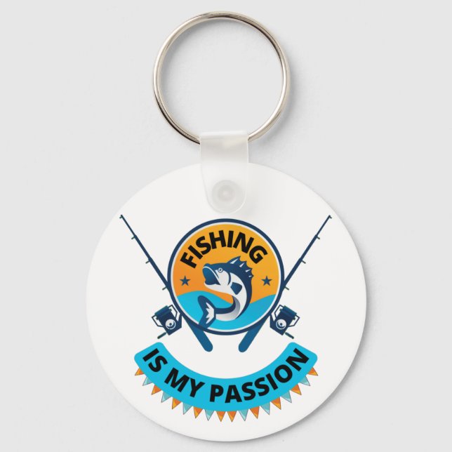 Fishing Is My Passion , lets go fishing T-Shirt Keychain (Front)