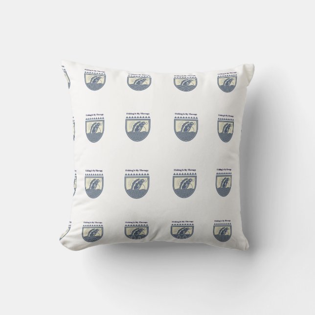 Fishing is My Therapy Throw Pillow (Front)