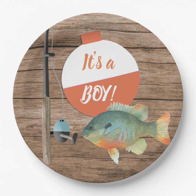 Fishing Its a Boy Baby Shower Paper Plates (Front)