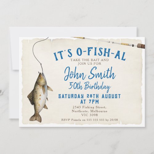 Fishing Its O_fish_al Adult Birthday Invitation