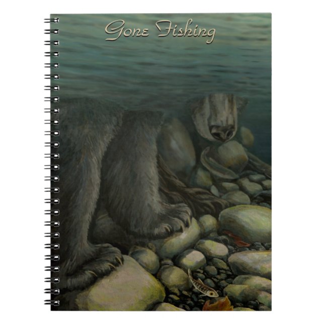 Fishing Journal Custom Bear Wildlife Art Notebook (Front)