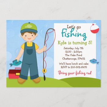 Fishing Kids Birthday Party Invitation by eventfulcards at Zazzle