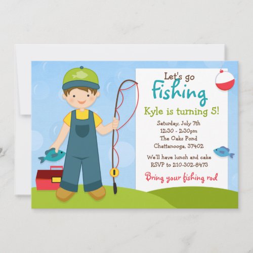 Fishing Kids Birthday Party Invitation
