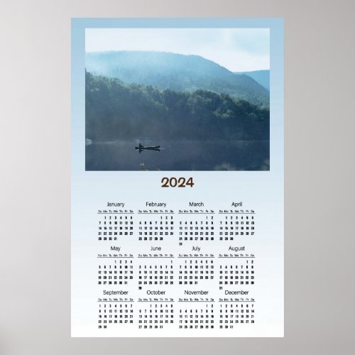 Fishing Lake 2024 Scenic  Nature Calendar  Poster