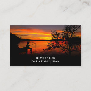 Fishing Lake Landscape, Fisherman, Fishing Store Business Card