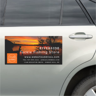 Fishing Lake Landscape, Fisherman, Fishing Store Car Magnet