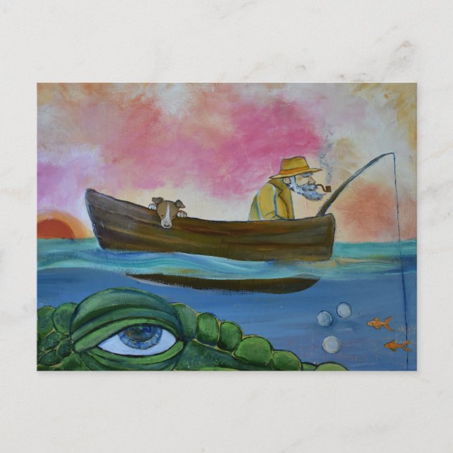 Fishing Lake Monster  Postcard (Front)