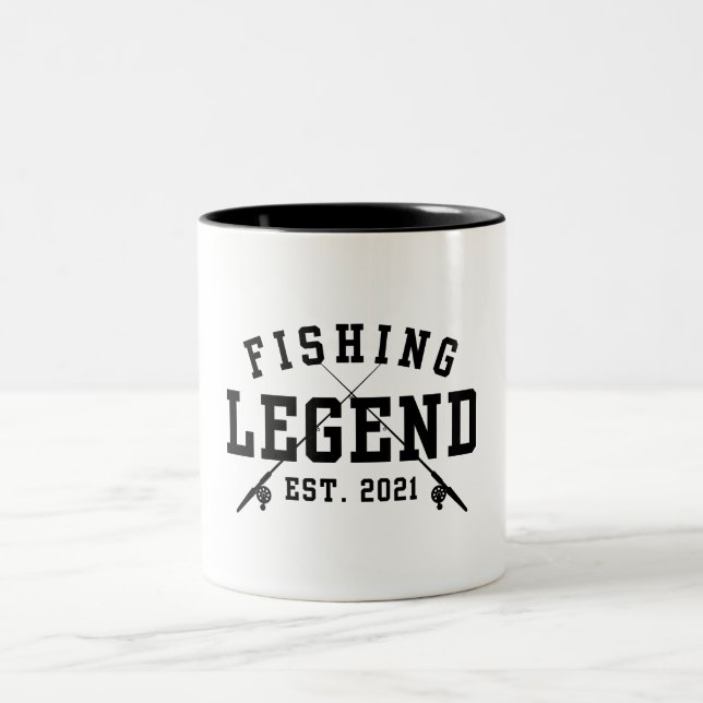 Fishing Legend Established 2021 Two-Tone Coffee Mug (Center)
