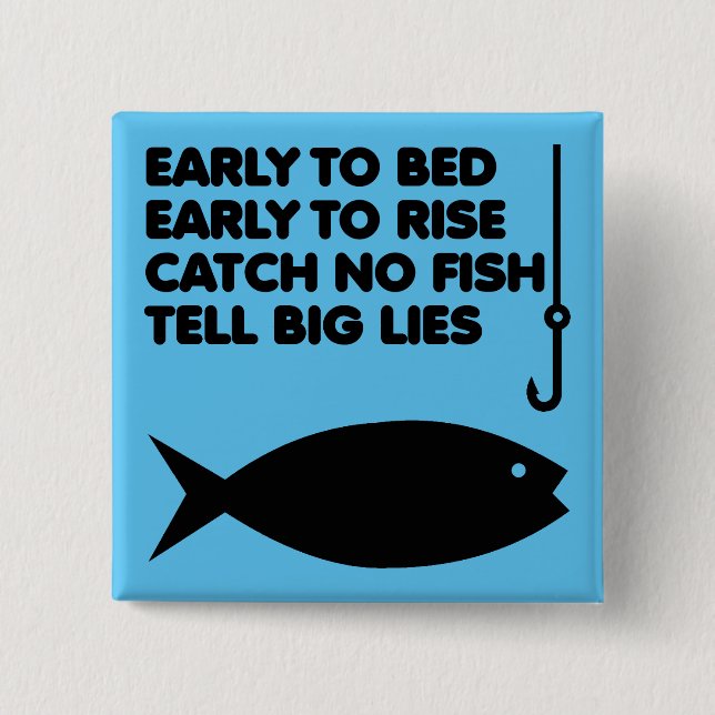 Fishing Lies Funny Button Badge Pin (Front)