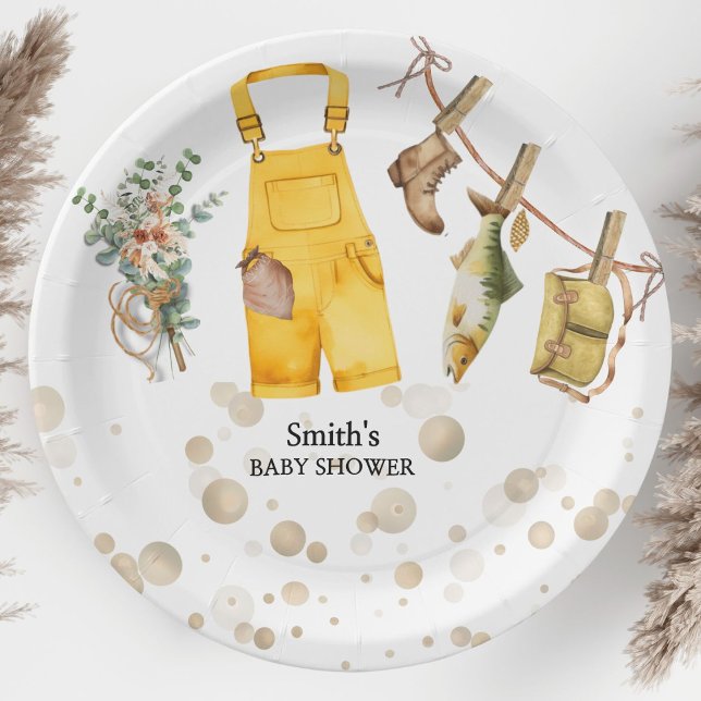 Fishing Little Fisherman Baby Shower  Paper Plates (Creator Uploaded)